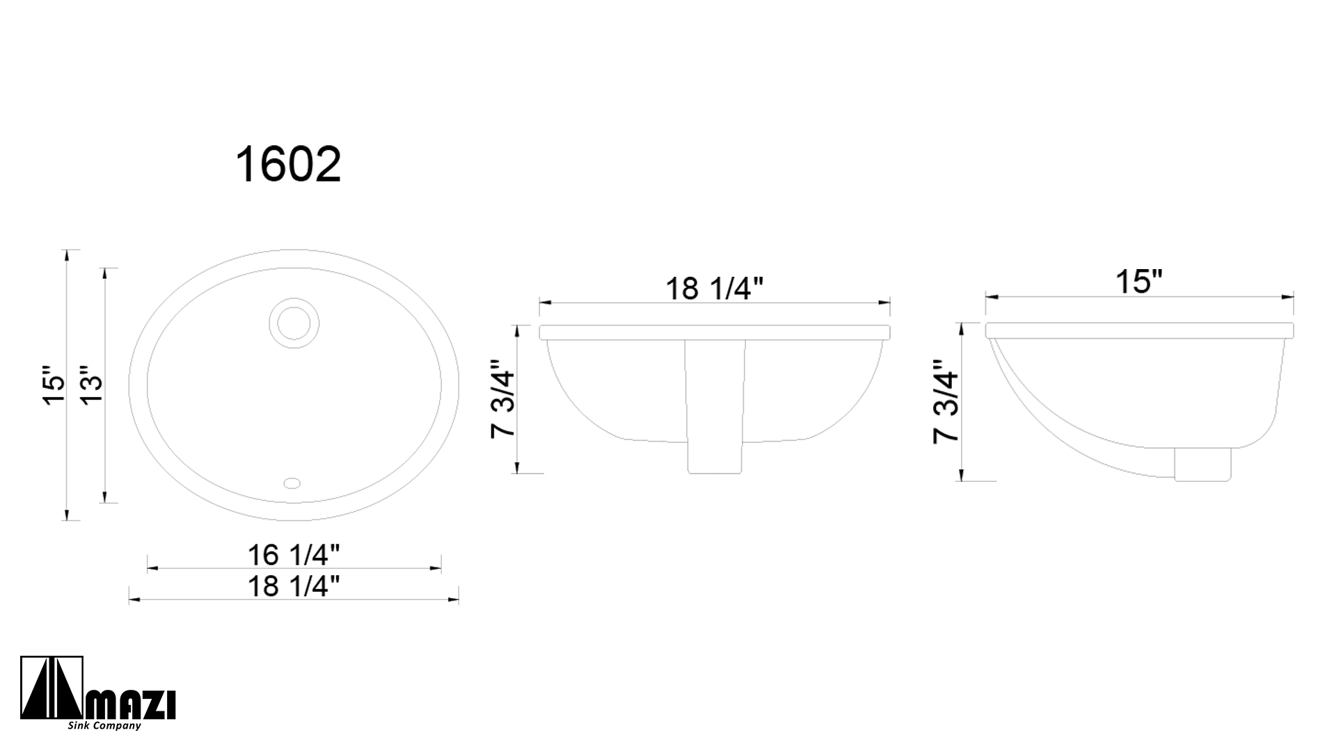 Ceramic Undermount Bathroom Sink 1602