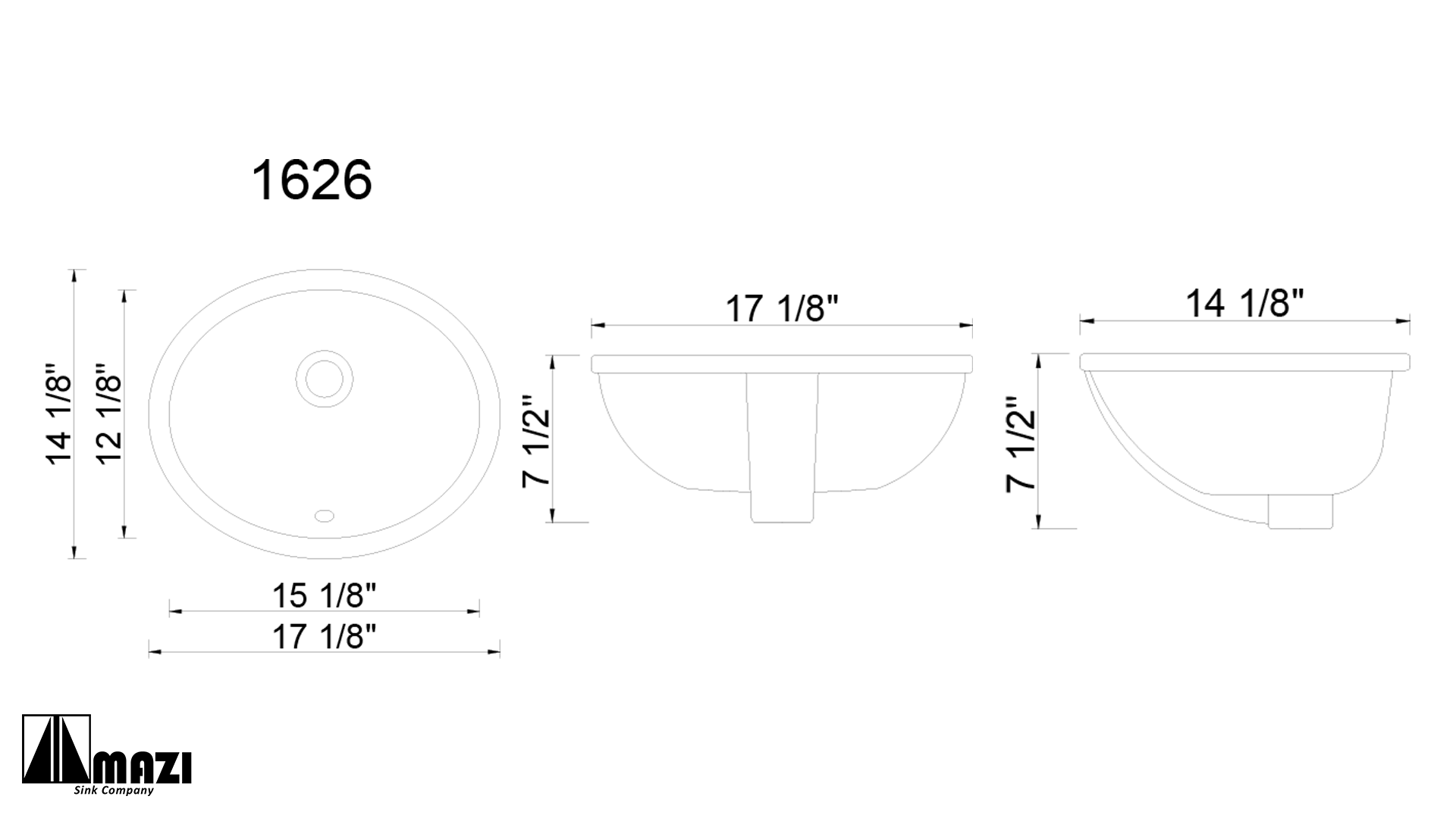 Ceramic Undermount Bathroom Sink 1626