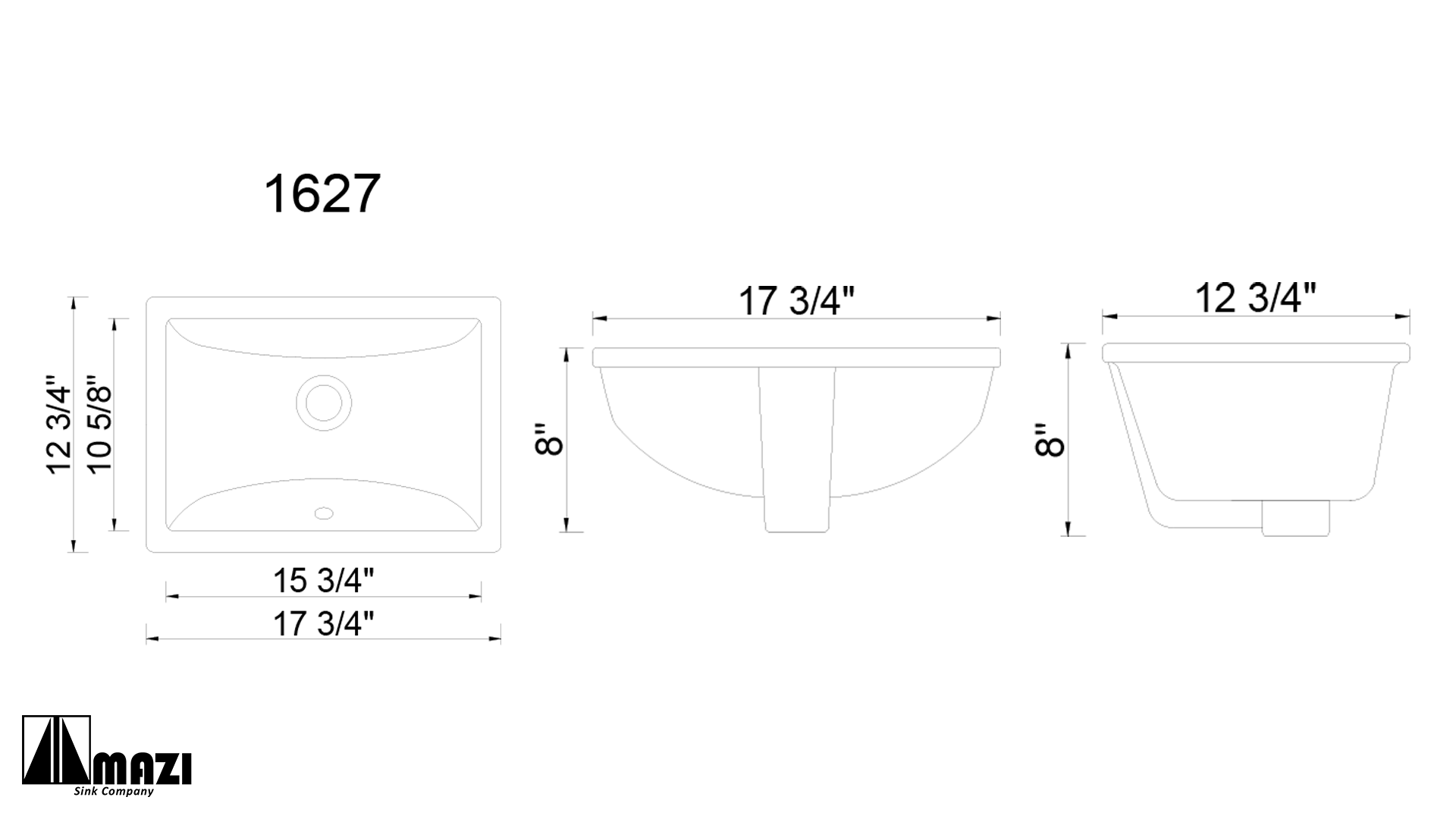 Ceramic Undermount Bathroom Sink 1627