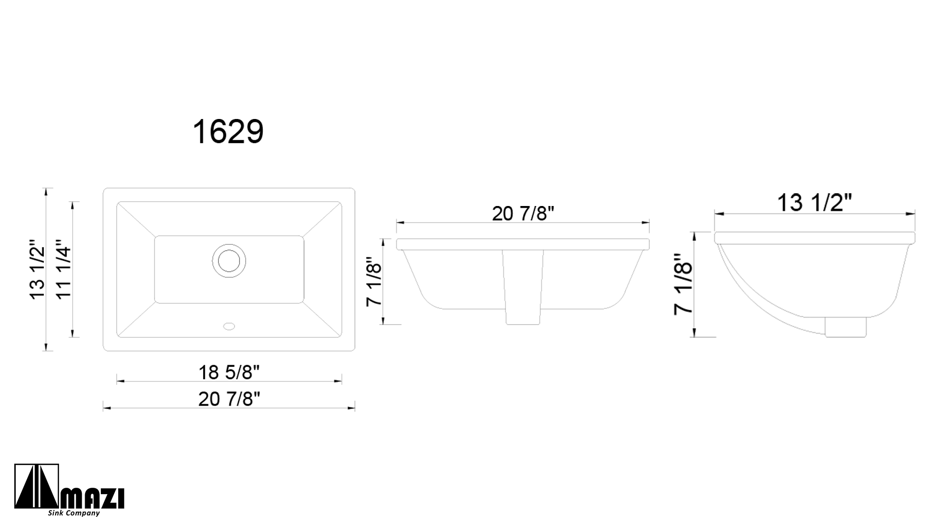 Ceramic Undermount Bathroom Sink 1629