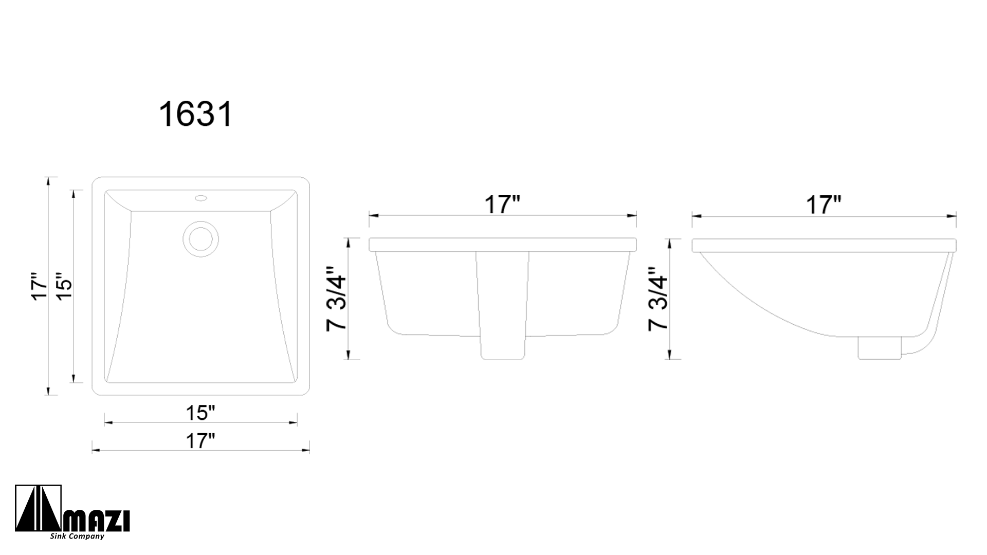 Ceramic Undermount Bathroom Sink 1631