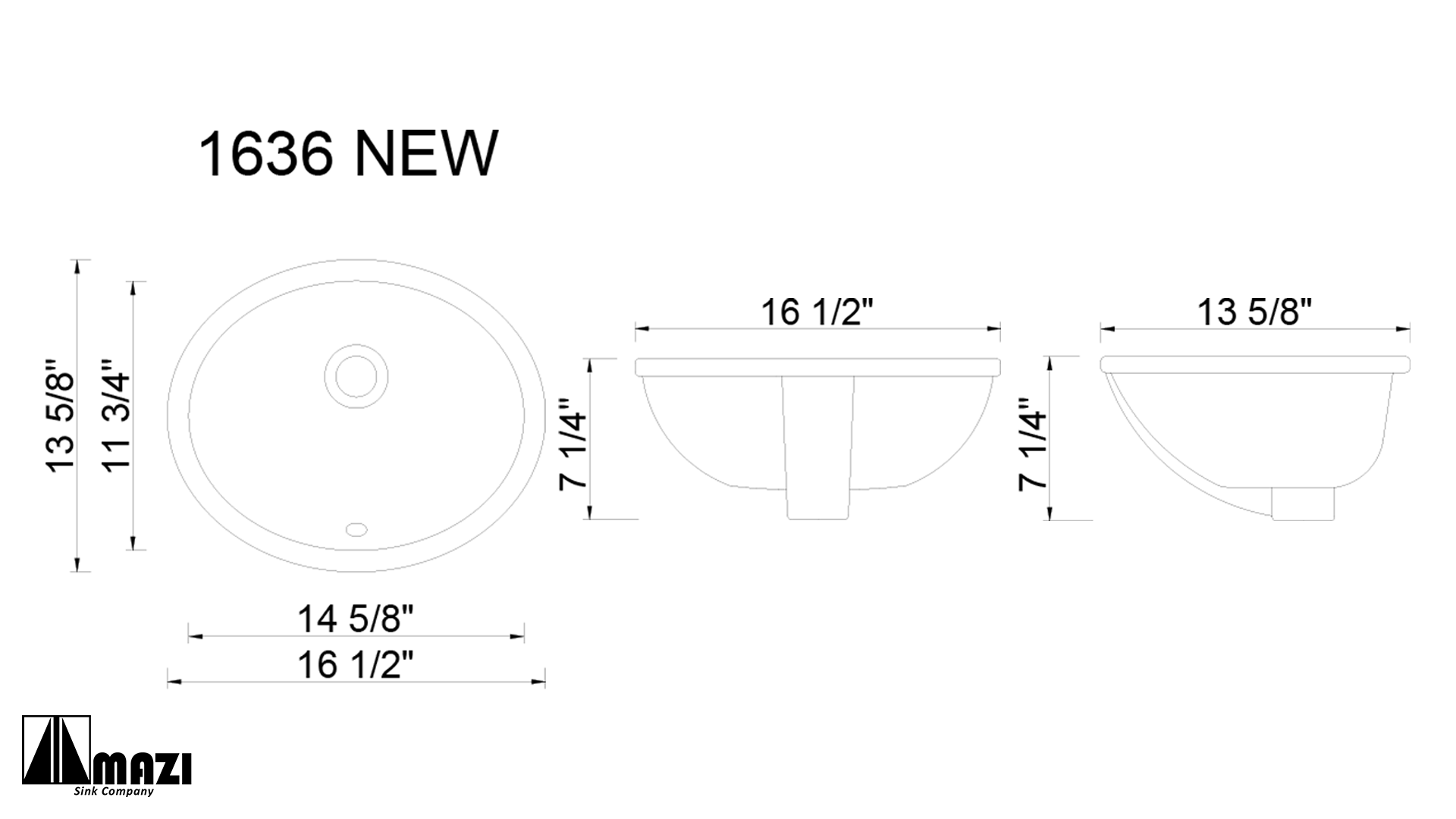 Ceramic Undermount Bathroom Sink 1636