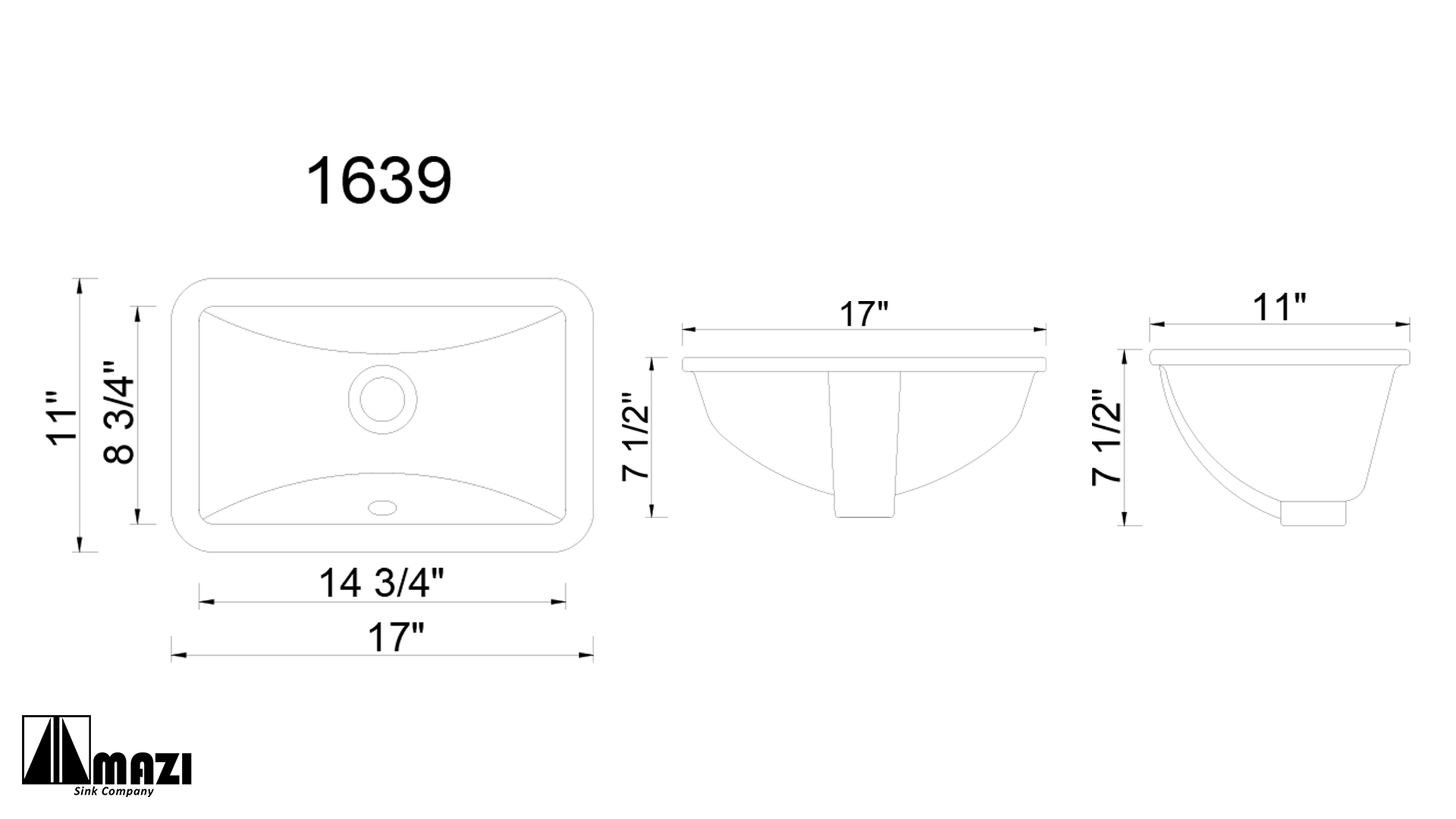 Ceramic Undermount Bathroom Sink 1639