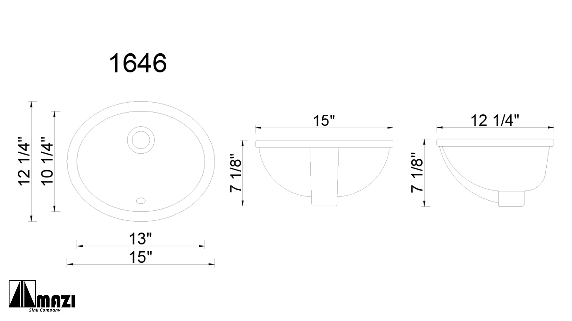 Ceramic Undermount Bathroom Sink 1646