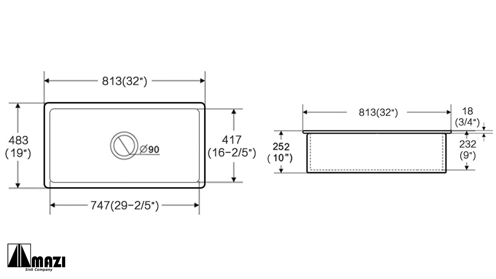 Ceramic Undermount Kitchen Sink 3219