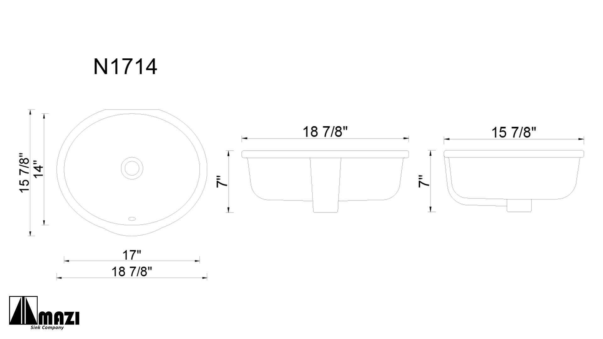 Ceramic Undermount Bathroom Sink N1714